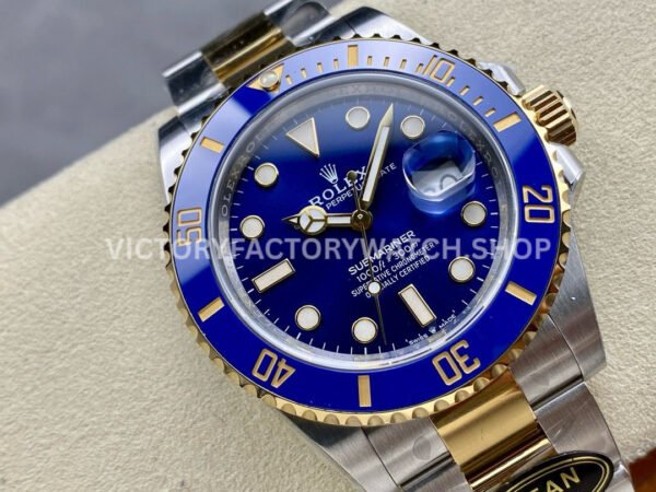 Clean Factory Rolex Submariner 126613LB 41mm Half Yellow Gold Blue Dial