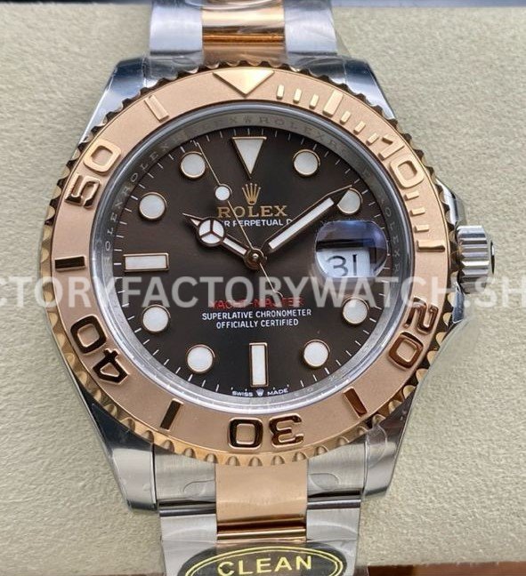 Clean Factory Rolex Yacht-Master 126621-0001 40mm Half Rose Gold Brown Dial (6) Clean Factory Rolex Yacht-Master 126621-0001 40mm Half Rose Gold Brown Super clone