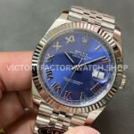 Clean factory Rolex Datejust 126334-0026 41mm Full 904L Roman Numerals Blue Dial Jubilee