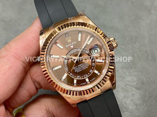 Noob Factory Rolex Sky-Dweller 336235-0002 42mm Rose Gold Oysterflex Brown Dial (2) Noob Factory Rolex Sky-Dweller 336235-0002 42mm Rose Gold Oysterflex Brown Dial