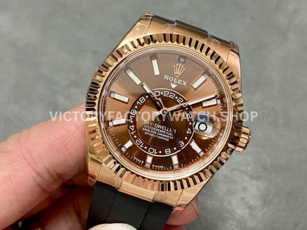 Noob Factory Rolex Sky-Dweller 336235-0002 42mm Rose Gold Oysterflex Brown Dial (3) Noob Factory Rolex Sky-Dweller 336235-0002 42mm Rose Gold Oysterflex Brown Dial