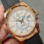 Noob Factory Rolex Sky-Dweller 336235-0003 42mm Rose Gold Oysterflex White Dial