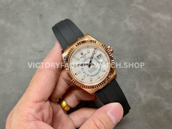 Noob Factory Rolex Sky-Dweller 336235-0003 42mm Rose Gold Oysterflex White Dial