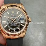 Noob Factory Rolex Sky-Dweller 336235-0004 42mm Rose Gold Oysterflex Grey Dial (5) Rolex Sky-Dweller 336235 replica rose gold case