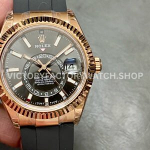 Noob Factory Rolex Sky-Dweller 336235-0004 42mm Rose Gold Oysterflex Grey Dial