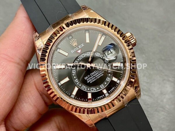 Noob Factory Rolex Sky-Dweller 336235-0004 42mm Rose Gold Oysterflex Grey Dial (6) Noob Factory Rolex Sky-Dweller 336235-0004 42mm Rose Gold Oysterflex Grey Dial