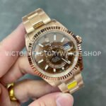 Noob Factory Rolex Sky-Dweller 336235 42mm Full Rose Gold Brown Dial
