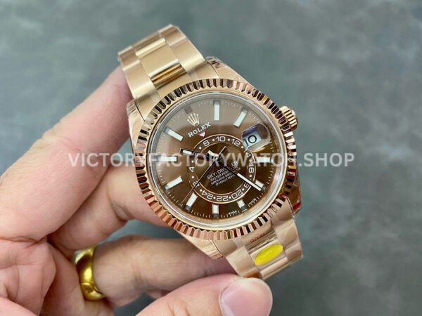 Noob Factory Rolex Sky-Dweller 336235 42mm Full Rose Gold Brown Dial