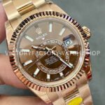 Noob Factory Rolex Sky-Dweller 336235 42mm Full Rose Gold Brown Dial