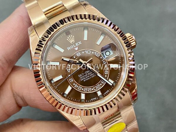 Noob Factory Rolex Sky-Dweller 336235 42mm Full Rose Gold Brown Dial