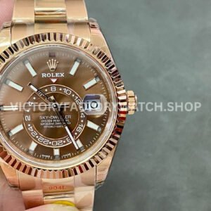 Noob Factory Rolex Sky-Dweller 336235 42mm Full Rose Gold Brown Dial