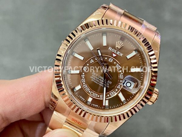 Noob Factory Rolex Sky-Dweller 336235 42mm Full Rose Gold Brown Dial