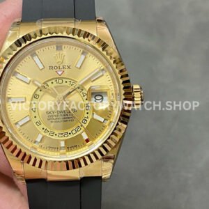 Noob Factory Rolex Sky-Dweller 336238-0001 42mm Yellow Gold Oysterflex Yellow Gold Dial