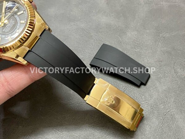 Noob Factory Rolex Sky-Dweller 336238-0002 42mm Yellow Gold Oysterflex Black Dial (1) Noob Factory Rolex Sky-Dweller 336238-0002 42mm Yellow Gold Oysterflex Black Dial