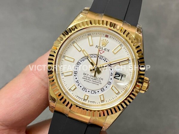 Noob Factory Rolex Sky-Dweller 336238-0003 42mm Yellow Gold Oysterflex White Dial (1) Noob Factory Rolex Sky-Dweller 336238-0003 42mm Yellow Gold Oysterflex White Dial