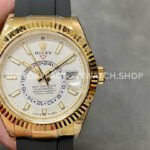 Noob Factory Rolex Sky-Dweller 336238-0003 42mm Yellow Gold Oysterflex White Dial (4) Rolex Sky-Dweller 336238 replica watch side view