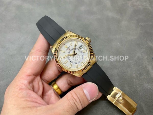 Noob Factory Rolex Sky-Dweller 336238-0003 42mm Yellow Gold Oysterflex White Dial (5) Noob Factory Rolex Sky-Dweller 336238-0003 42mm Yellow Gold Oysterflex White Dial
