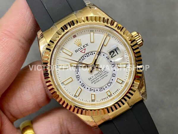 Noob Factory Rolex Sky-Dweller 336238-0003 42mm Yellow Gold Oysterflex White Dial (8) Noob Factory Rolex Sky-Dweller 336238-0003 42mm Yellow Gold Oysterflex White Dial