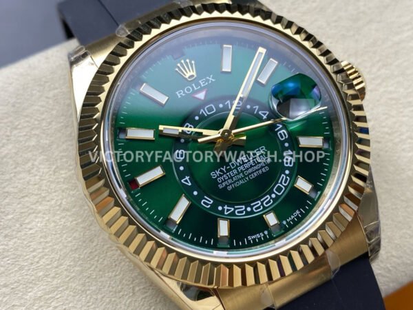 Noob Factory Rolex Sky-Dweller 336238 42mm Yellow Gold Oysterflex Green Dial