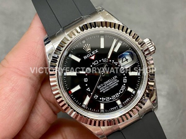 Noob Factory Rolex Sky-Dweller 336239-0002 42mm White Gold Oysterflex Black Dial