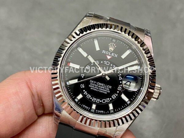Noob Factory Rolex Sky-Dweller 336239-0002 42mm White Gold Oysterflex Black Dial