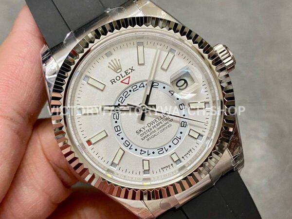 Noob Factory Rolex Sky-Dweller 336239-0003 42mm White Gold Oysterflex White Dial