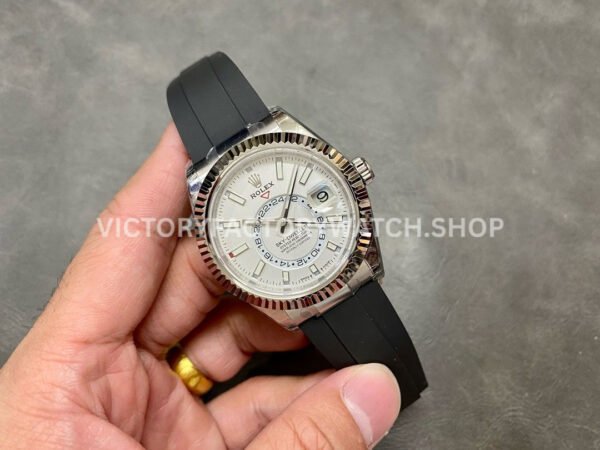 Noob Factory Rolex Sky-Dweller 336239-0003 42mm White Gold Oysterflex White Dial