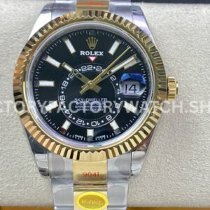 Noob Factory Rolex Sky-Dweller 336933-0003 42mm Half Yellow Gold Black Dial