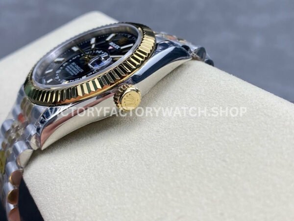 Noob Factory Rolex Sky-Dweller 336933-0004 42mm Half Yellow Gold Black Dial Jubilee