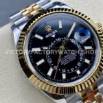 Noob Factory Rolex Sky-Dweller 336933-0004 42mm Half Yellow Gold Black Dial Jubilee