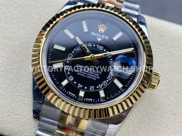 Noob Factory Rolex Sky-Dweller 336933-0004 42mm Half Yellow Gold Black Dial Jubilee
