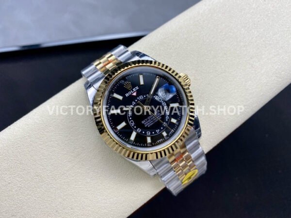 Noob Factory Rolex Sky-Dweller 336933-0004 42mm Half Yellow Gold Black Dial Jubilee