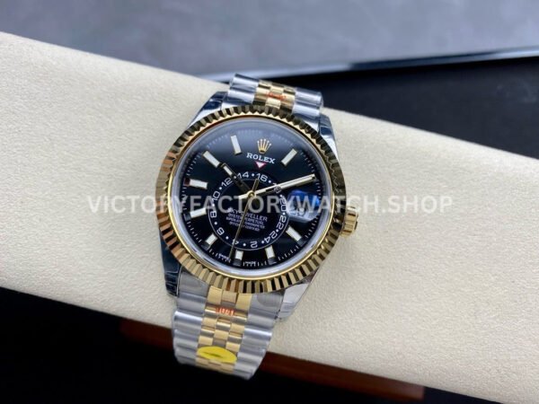 Noob Factory Rolex Sky-Dweller 336933-0004 42mm Half Yellow Gold Black Dial Jubilee