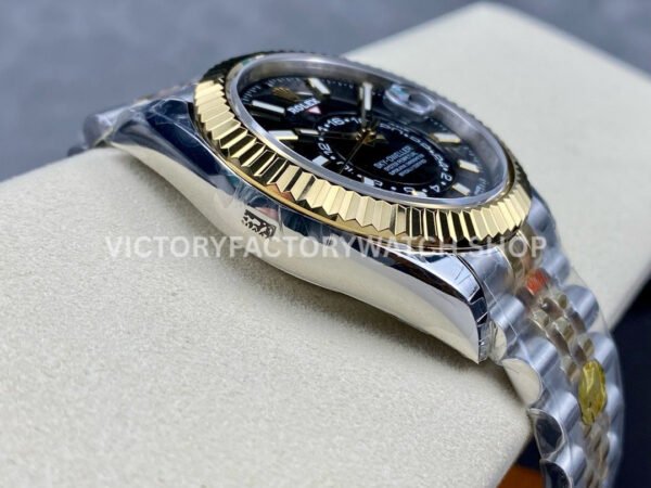 Noob Factory Rolex Sky-Dweller 336933-0004 42mm Half Yellow Gold Black Dial Jubilee