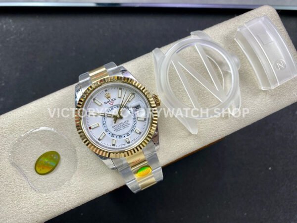 Noob Factory Rolex Sky-Dweller 336933-0005 42mm Half Yellow Gold White Dial (4) Noob Factory Rolex Sky-Dweller 336933-0005 42mm Half Yellow Gold White Dial