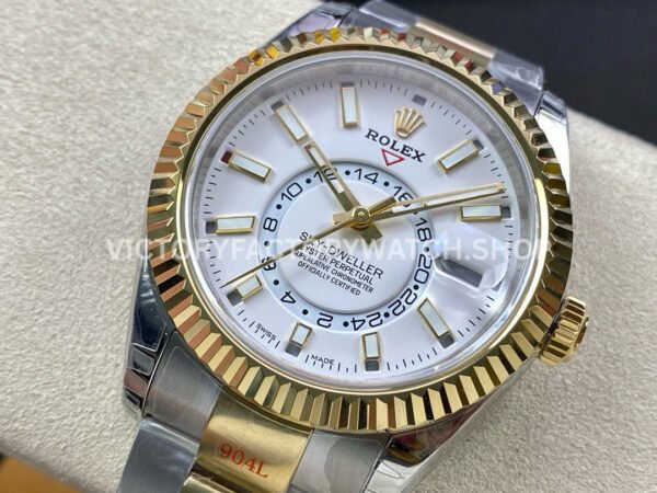 Noob Factory Rolex Sky-Dweller 336933-0005 42mm Half Yellow Gold White Dial (7) Noob Factory Rolex Sky-Dweller 336933-0005 42mm Half Yellow Gold White Dial