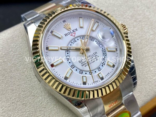 Noob Factory Rolex Sky-Dweller 336933-0005 42mm Half Yellow Gold White Dial (8) Noob Factory Rolex Sky-Dweller 336933-0005 42mm Half Yellow Gold White Dial