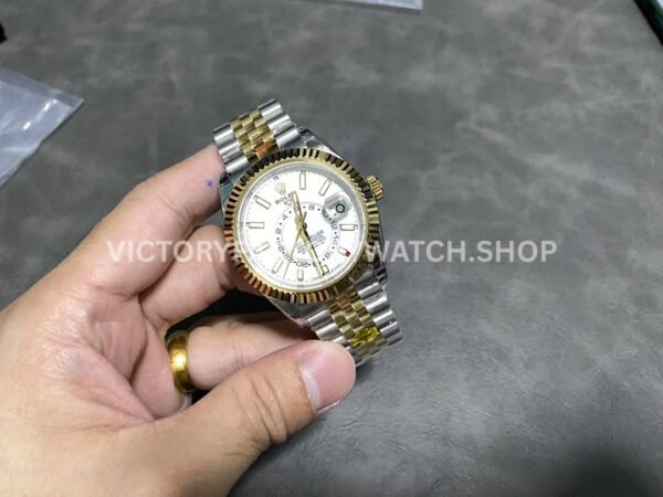 Noob Factory Rolex Sky-Dweller 336933-0006 42mm Half Yellow Gold White Dial Jubilee