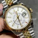 Noob Factory Rolex Sky-Dweller 336933-0006 42mm Half Yellow Gold White Dial Jubilee