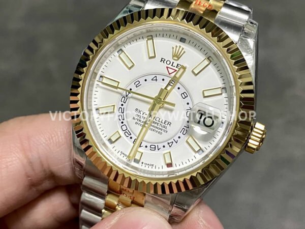 Noob Factory Rolex Sky-Dweller 336933-0006 42mm Half Yellow Gold White Dial Jubilee