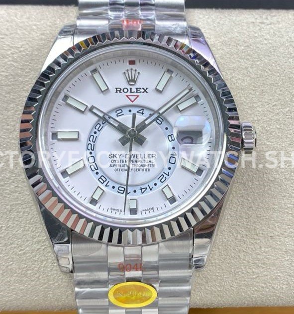 Noob Factory Rolex Sky-Dweller 336934-0004 42mm Full 904L White Dial Jubilee (3) Rolex Sky-Dweller 336934 replica watch side view
