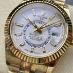 Noob Factory Rolex Sky-Dweller 336938-0006 42mm Full Yellow Gold White Dial Jubilee