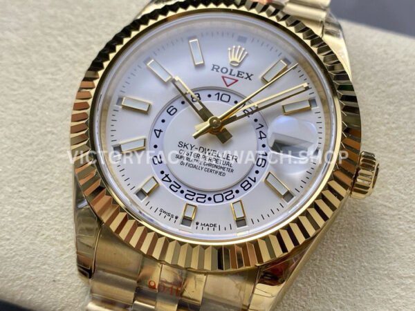 Noob Factory Rolex Sky-Dweller 336938-0006 42mm Full Yellow Gold White Dial Jubilee