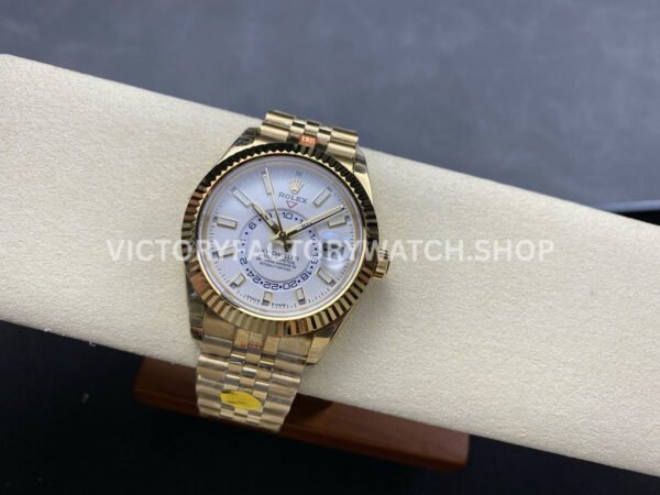Noob Factory Rolex Sky-Dweller 336938-0006 42mm Full Yellow Gold White Dial Jubilee