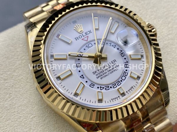 Noob Factory Rolex Sky-Dweller 336938-0006 42mm Full Yellow Gold White Dial Jubilee