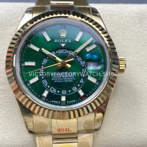 Noob Factory Rolex Sky-Dweller 336938-0007 42mm Yellow Gold Green Dial