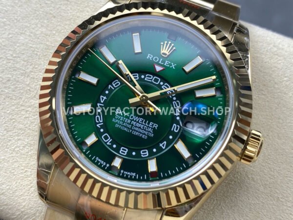 Noob Factory Rolex Sky-Dweller 336938-0007 42mm Yellow Gold Green Dial