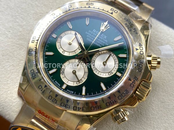 QF Factory CounterWeight Rolex Daytona 126508-0008 40mm Full Yellow Gold Green Dial