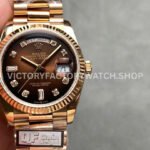 QF Factory Counterweight Rolex Day-Date 128235-0037 36mm Full Rose Gold Diamo (5) day date 36 blue baguette qf