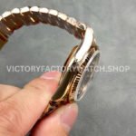 QF Factory Counterweight Rolex Day-Date 128235-0037 36mm Full Rose Gold Diamo (6) QF Factory Counterweight Rolex Day-Date 128235-0037 36mm Full Rose Gold Diamond Mope Baguette Diamond Brown Dial